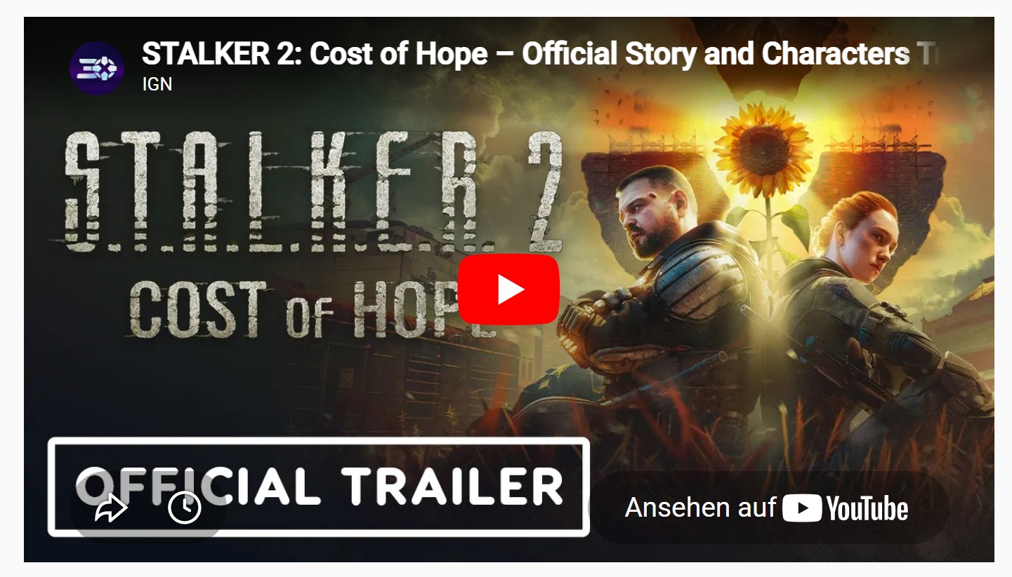 S.T.A.L.K.E.R. 2: Cost of Hope — new trailer is here.